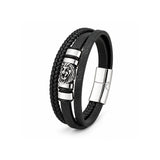 Pulseira Masculina Iron Legacy em Couro e Aço