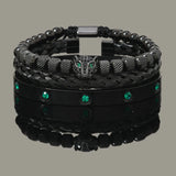 Kit 3 Pulseiras Masculinas Premium Imperial Esmeralda