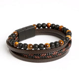 Pulseira Masculina de Couro Legítimo Legacy - com Pedras Naturais