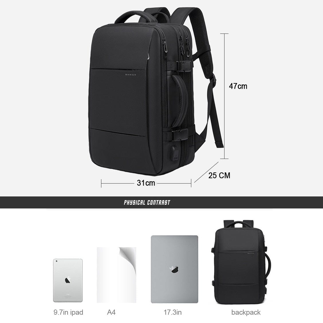 Mochila de Viagem Premiere - Notebook 17`, Expansível, Impermeável e Porta USB-usedleon Usedleon