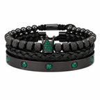 Kit 3 Pulseiras Masculinas Premium Imperial Esmeralda Usedleon