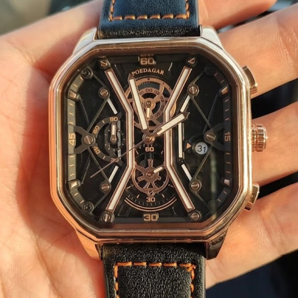 Relógio pulseira de couro Crafter premium Usedleon