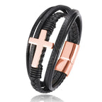 Wholesale Chakra Bracelet Letter Men Bracelet Charms For Cross Stainless Steel Multilayer Woven Black Bracelets Usedleon
