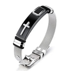 New Adjustable Metal Men's Bracelet Fashion Celtic Cross Pattern Bracelet Push-Button Charm Bracelet Black Golden Usedleon