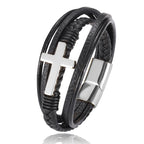 Wholesale Chakra Bracelet Letter Men Bracelet Charms For Cross Stainless Steel Multilayer Woven Black Bracelets Usedleon