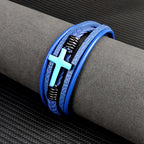 Wholesale Chakra Bracelet Letter Men Bracelet Charms For Cross Stainless Steel Multilayer Woven Black Bracelets Usedleon