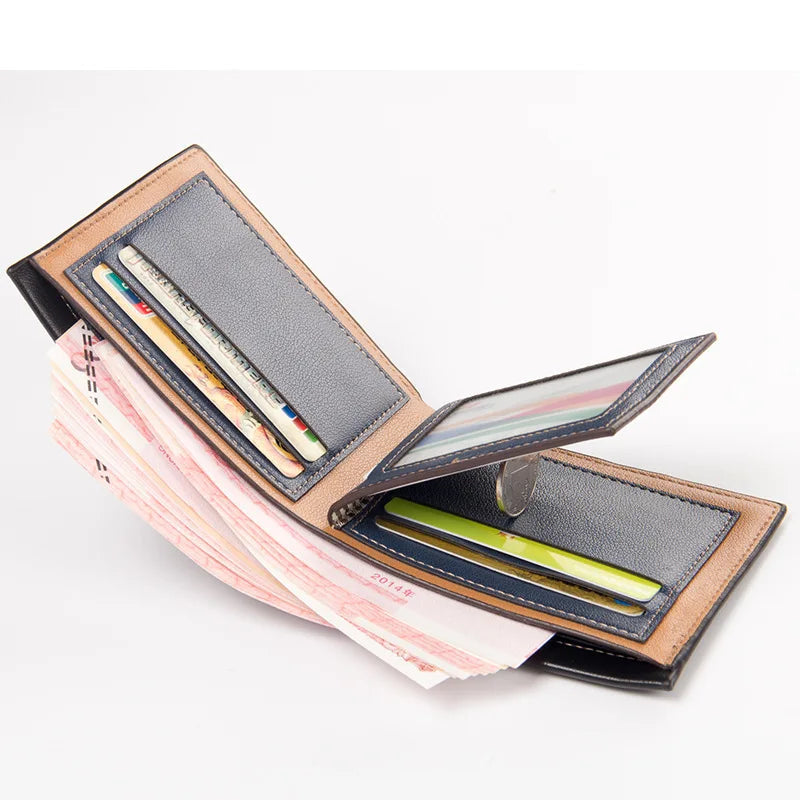 New Slim Short Men Wallets High Quality Luxury Card Holder Male Purse Retro Coin Pocket Photo Holder Men Wallets Usedleon