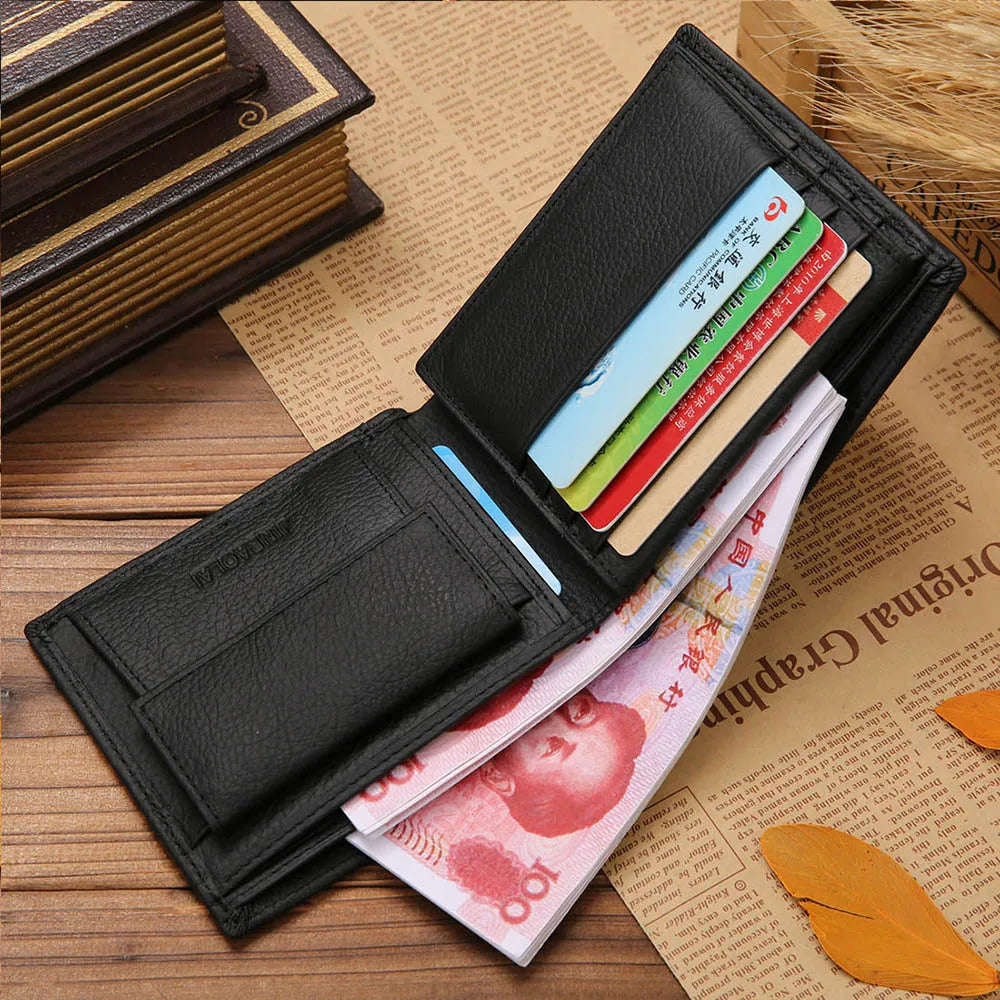 Classic Short Genuine Leather Men Wallets Fashion Coin Pocket Card Holder Men Purse Simple Quality Male Wallets Usedleon