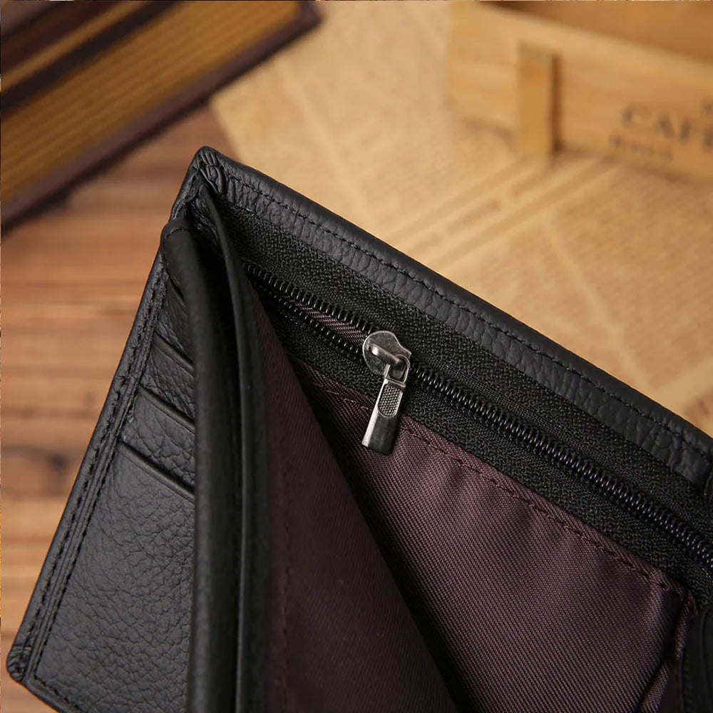 Classic Short Genuine Leather Men Wallets Fashion Coin Pocket Card Holder Men Purse Simple Quality Male Wallets Usedleon