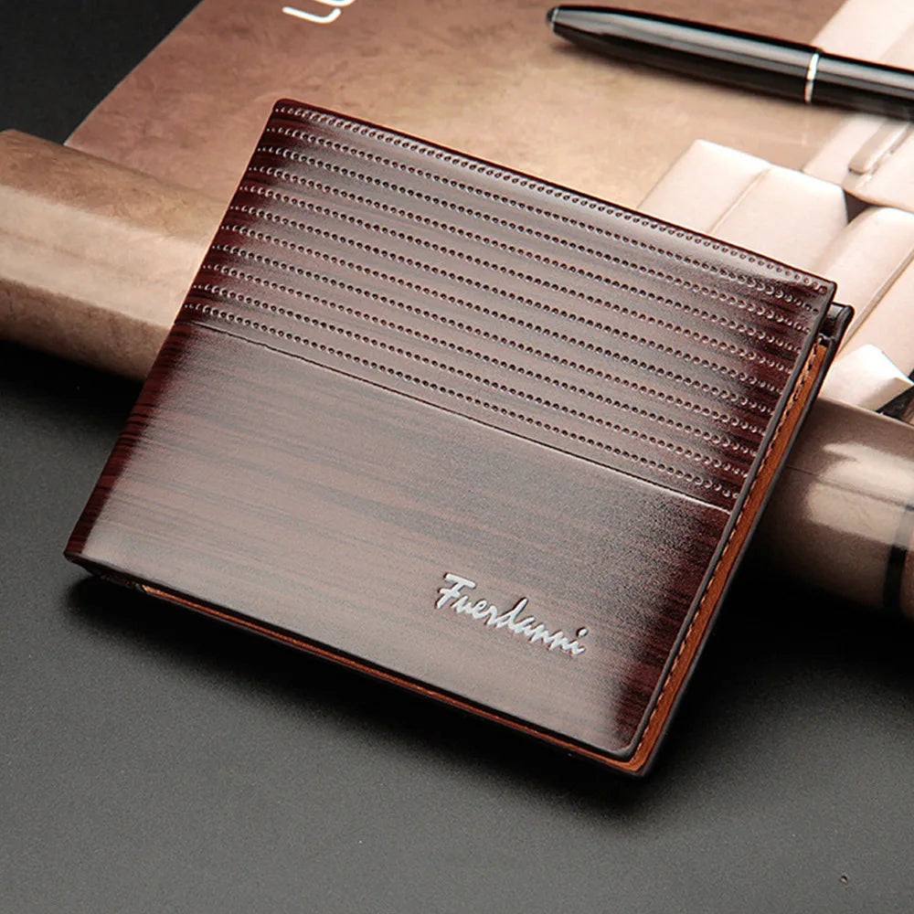 New Slim Short Men Wallets High Quality Luxury Card Holder Male Purse Retro Coin Pocket Photo Holder Men Wallets Usedleon