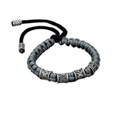 Pulseira Masculina de Corda Viking Trançada com Detalhes Rúnicos premium
