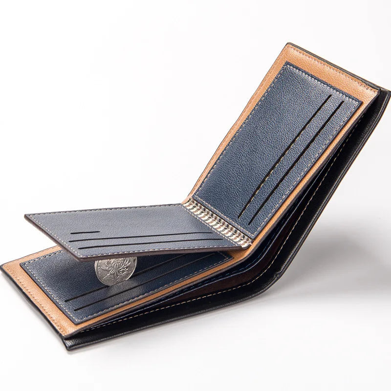 New Slim Short Men Wallets High Quality Luxury Card Holder Male Purse Retro Coin Pocket Photo Holder Men Wallets Usedleon