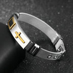 New Adjustable Metal Men's Bracelet Fashion Celtic Cross Pattern Bracelet Push-Button Charm Bracelet Black Golden Usedleon