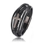 Wholesale Chakra Bracelet Letter Men Bracelet Charms For Cross Stainless Steel Multilayer Woven Black Bracelets Usedleon