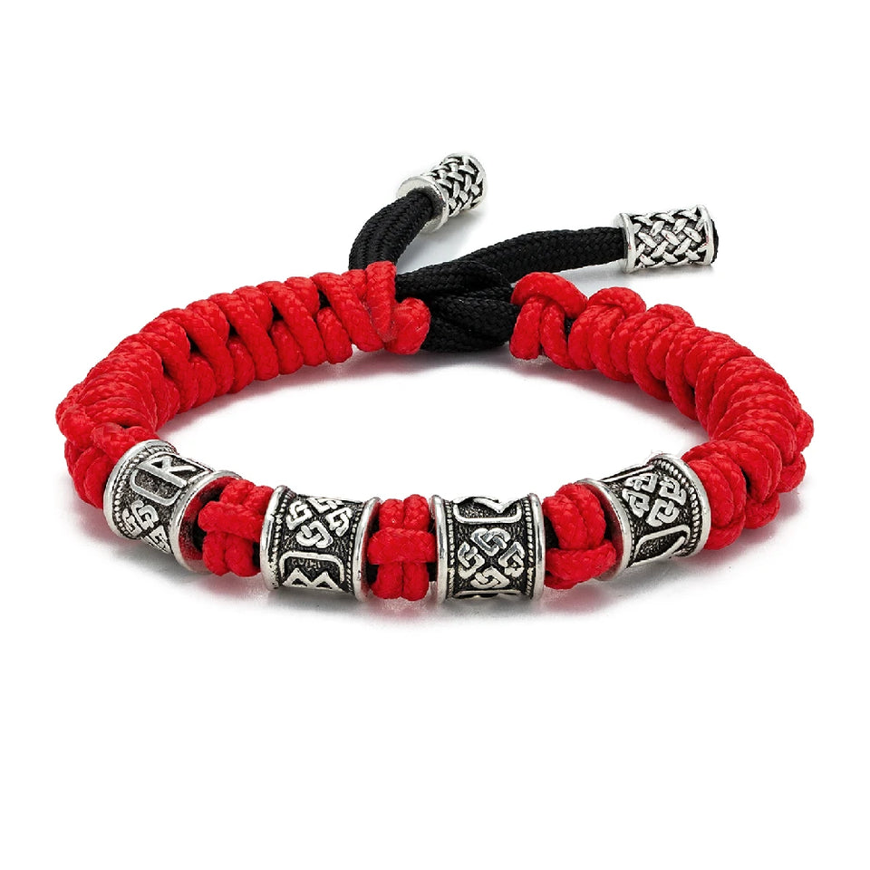 Norse Runes Beads Bracelet Men Vikings Accessories Braided Survival Paracord Rope Wristband Handmade Outdoor Amulet Bangle homme Usedleon
