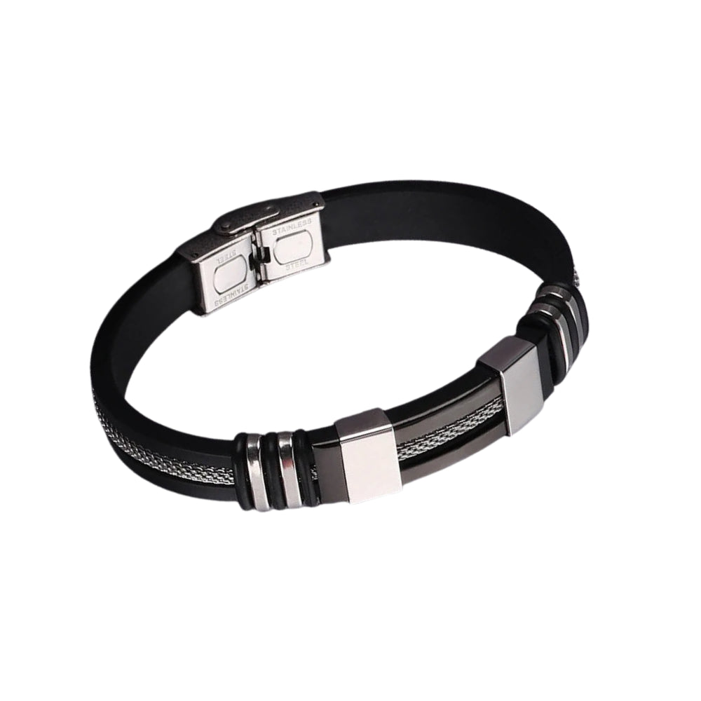 Pulseira Masculina Premium Cyber Mesh – Silicone e Aço Inoxidável Usedleon
