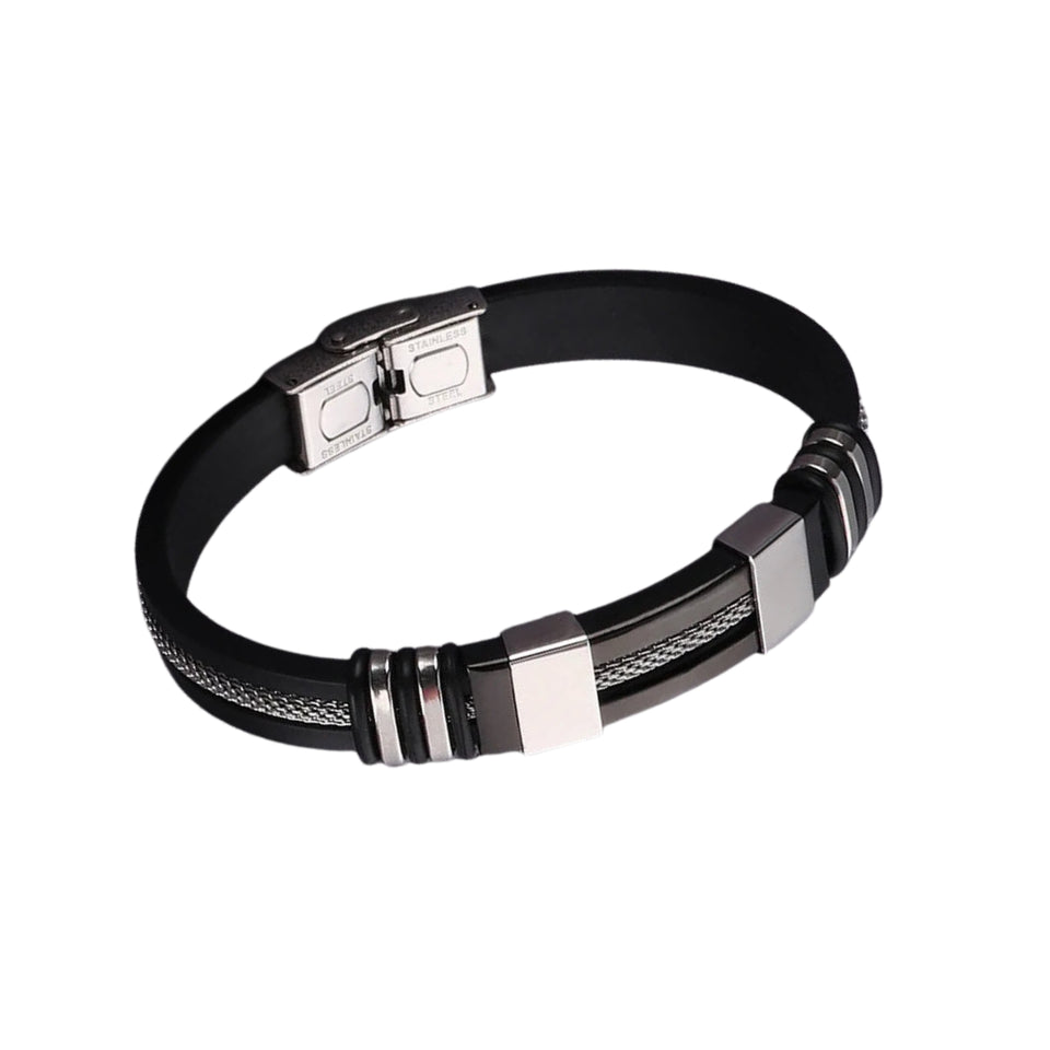 Pulseira Masculina Premium Cyber Mesh – Silicone e Aço Inoxidável Usedleon