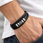 Pulseira Masculina Iron Legacy em Couro e Aço Usedleon