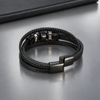Pulseira Masculina Iron Legacy em Couro e Aço Usedleon
