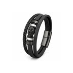 Pulseira Masculina Iron Legacy em Couro e Aço Usedleon