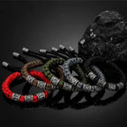 Pulseira Masculina de Corda Viking Trançada com Detalhes Rúnicos premium Usedleon