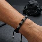 Pulseira Masculina de Corda Viking Trançada com Detalhes Rúnicos premium Usedleon