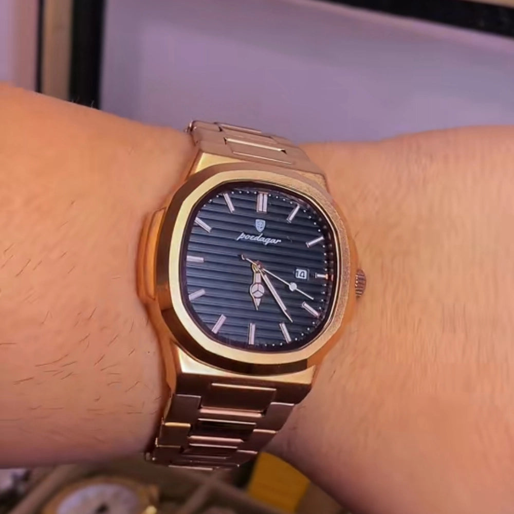 Relógio Masculino Golden Deluxe — Aço Inoxidável Usedleon