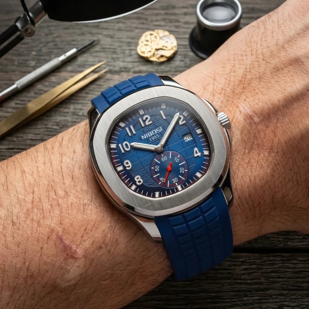 Relógio Masculino NIBOSI Luxury Square pulseira de silicone Usedleon