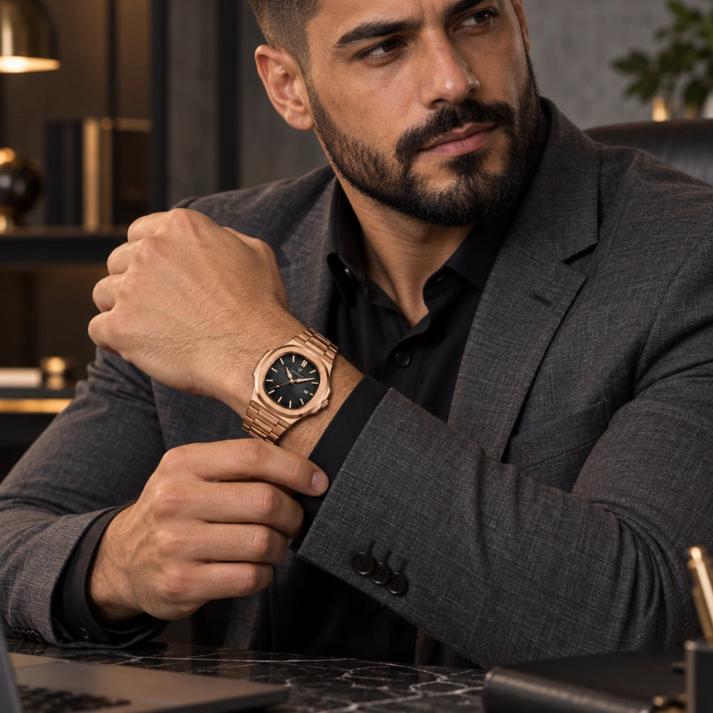 Relógio Masculino Golden Deluxe — Aço Inoxidável Usedleon