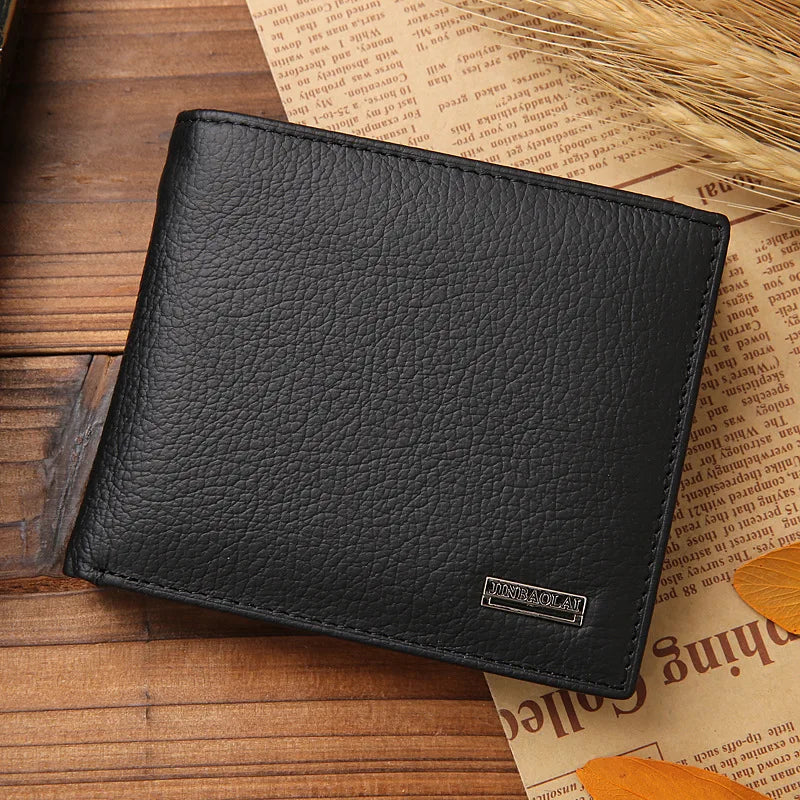 Classic Short Genuine Leather Men Wallets Fashion Coin Pocket Card Holder Men Purse Simple Quality Male Wallets Usedleon
