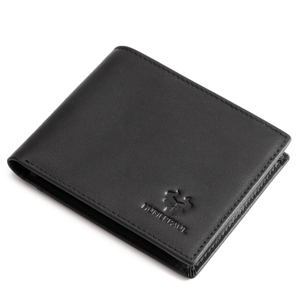 KAVIS Handmade Men's Wallet Genuine Leather RFID Card Holder with ID Window Large Capacity Male Storage Money Bag Fashion Usedleon
