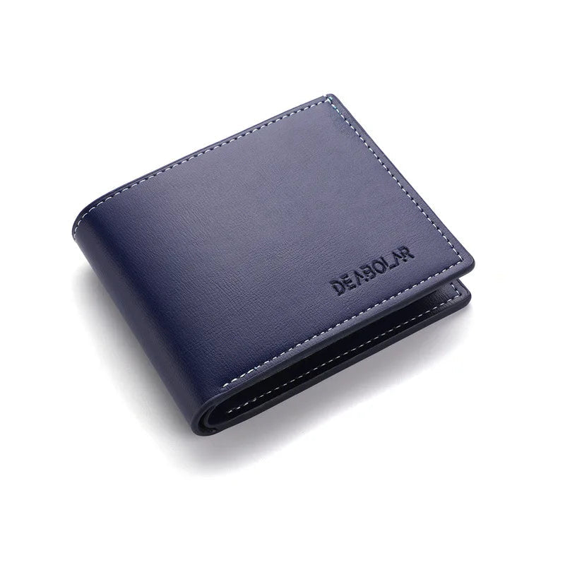 Pu Leather Men Short Wallet Thin Style Folding Young Men Credit Card Holder Wallet Usedleon