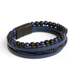 Men Leather Bracelet Classic Fashion Tiger Eye Beaded Multi Layer Leather Bracelet For Men Jewelry Gift Usedleon