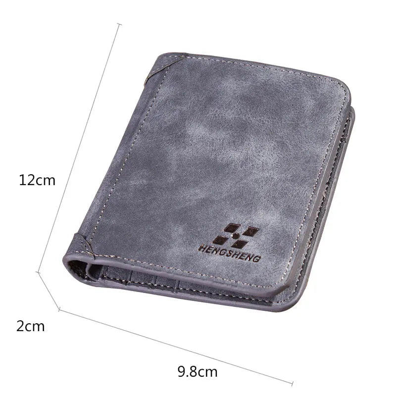 New Men Wallets Credit Card/ID Holder Vintage Brand Male Wallet High Quality PU Leather Photo Holder Foldable Short Men Purse Usedleon