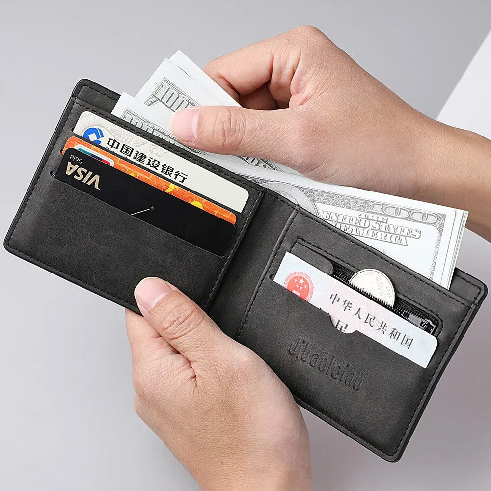 2025 New Wallet Men Short Dollar Clip Zipper Simple Soft Leather Lightweight Usedleon