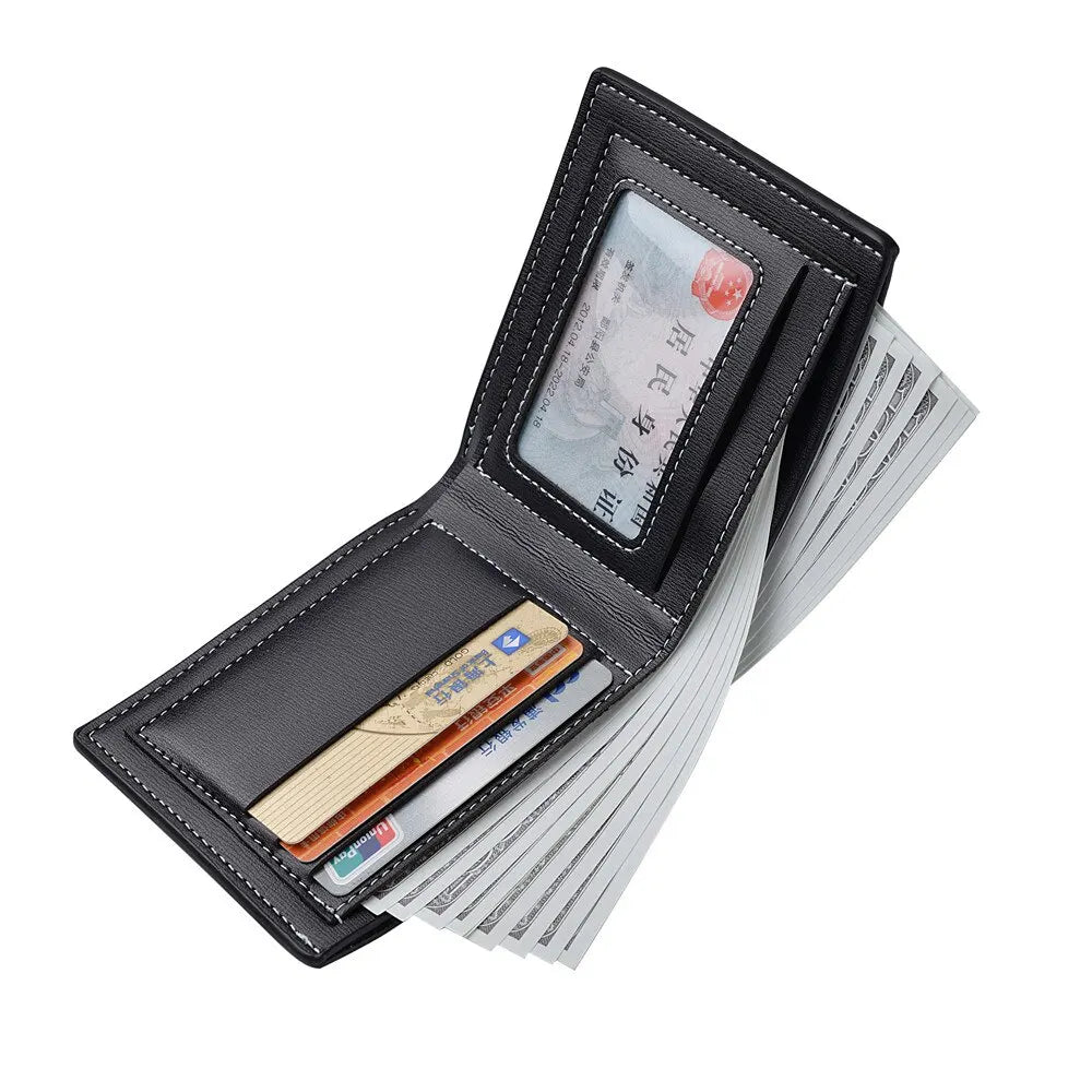 Pu Leather Men Short Wallet Thin Style Folding Young Men Credit Card Holder Wallet Usedleon