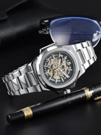 LONGLUX HOT SALE automatic mechanical men watch wholesale no logo waterproof skeleton business  stainless steel gift watch Usedleon
