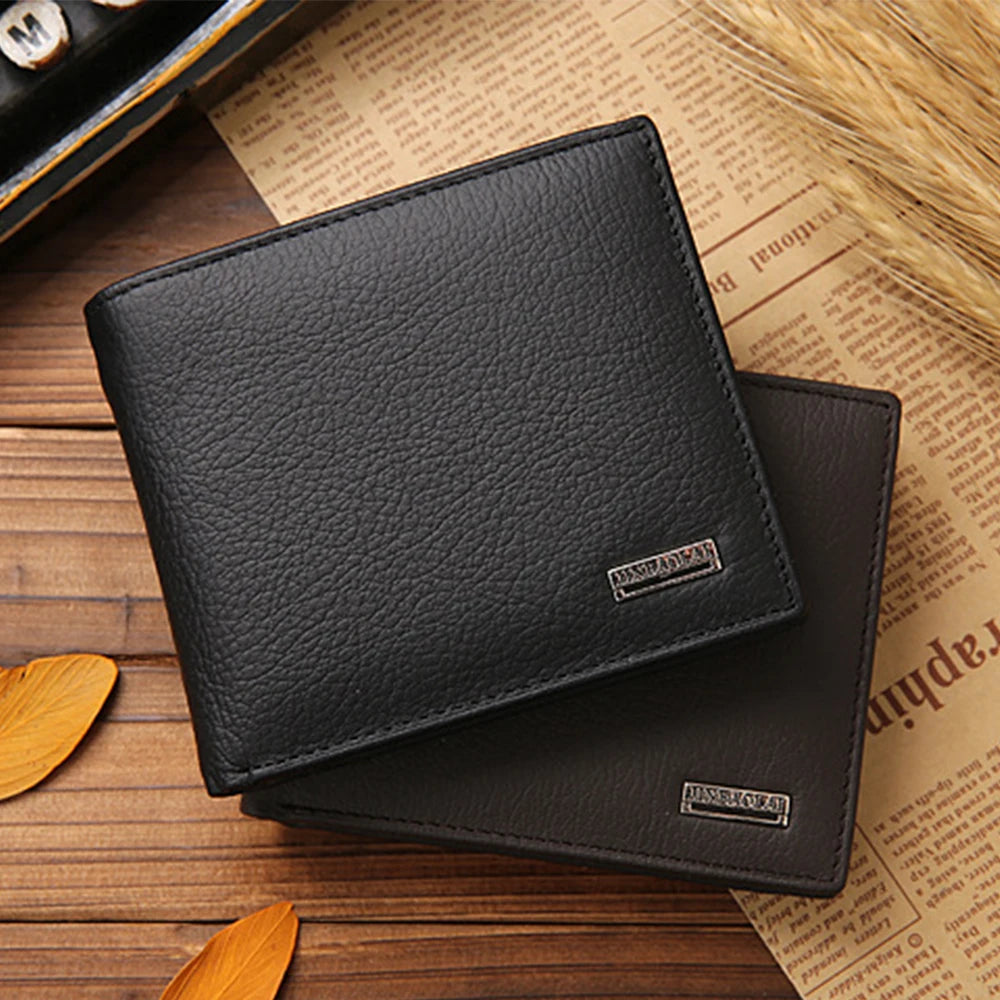 Classic Short Genuine Leather Men Wallets Fashion Coin Pocket Card Holder Men Purse Simple Quality Male Wallets Usedleon