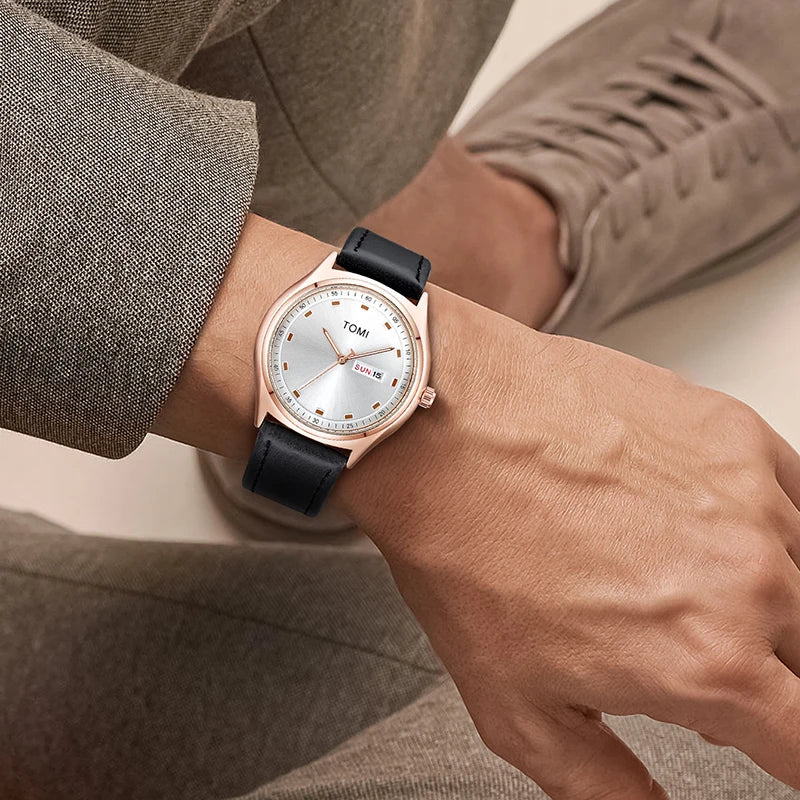 TOMI Minimalist Men's Watch Business Casual Men's And Women's Quartz Watch Fashionable And Versatile Calendar Quartz Watch Usedleon