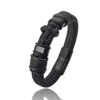 Dark Series Men's Leather Cross Bracelet New Fashion Hand-woven Rope Multi-layer Combination Stainless Steel Male Jewelry Gift Usedleon