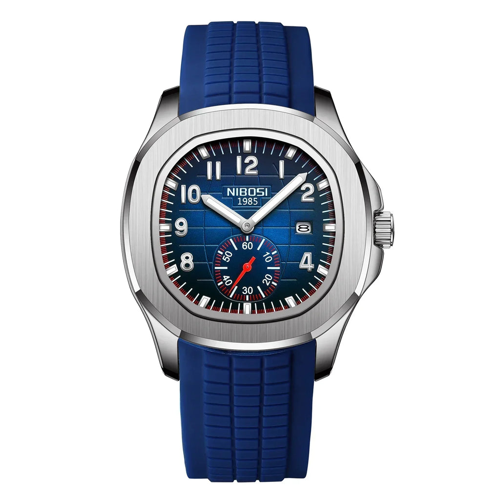 NIBOSI Luxury Men‘s Watches Business Waterproof Male Clock Luminous Silicone Band Date Square Quartz Man Watches Reloj Hombre Usedleon