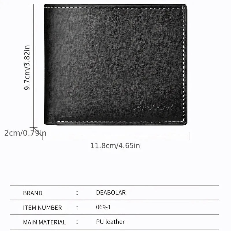 Pu Leather Men Short Wallet Thin Style Folding Young Men Credit Card Holder Wallet Usedleon