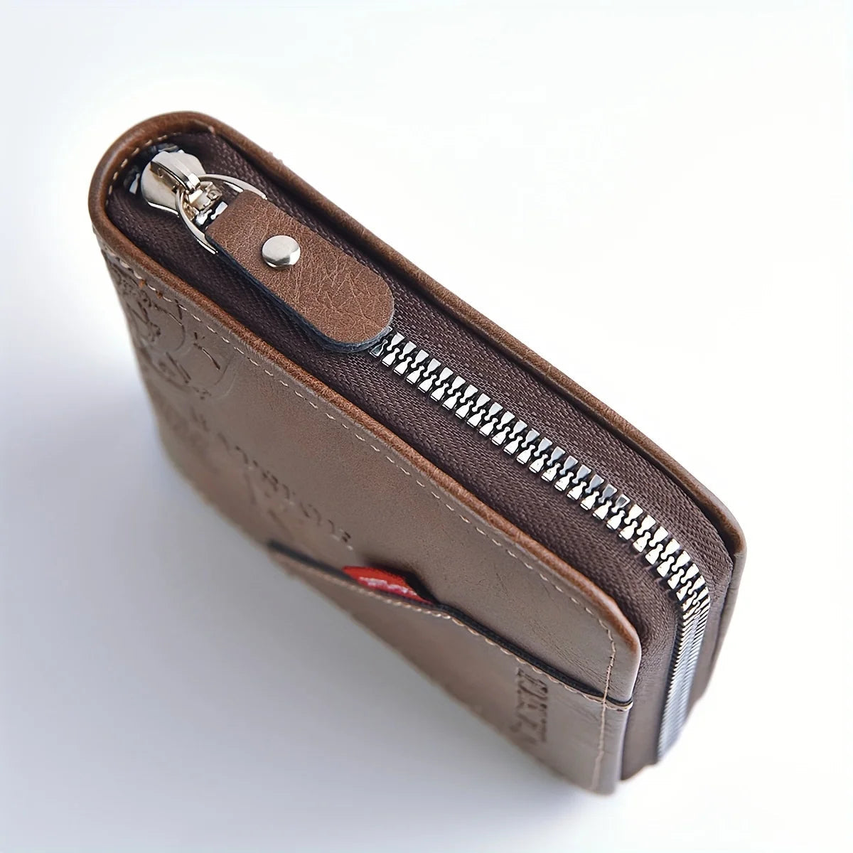 Men's Wallet Made of PU Wax Oil Skin Purse for Men Coin Purse Short Male Card Holder Wallets Zipper Around Money Coin Purse Usedleon