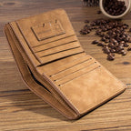New Men Wallets Credit Card/ID Holder Vintage Brand Male Wallet High Quality PU Leather Photo Holder Foldable Short Men Purse Usedleon