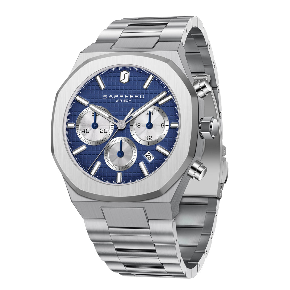 SAPPHERO Men's watch Stainless steel Waterproof men's watch Chronograph Business men's watch best gift clock Usedleon