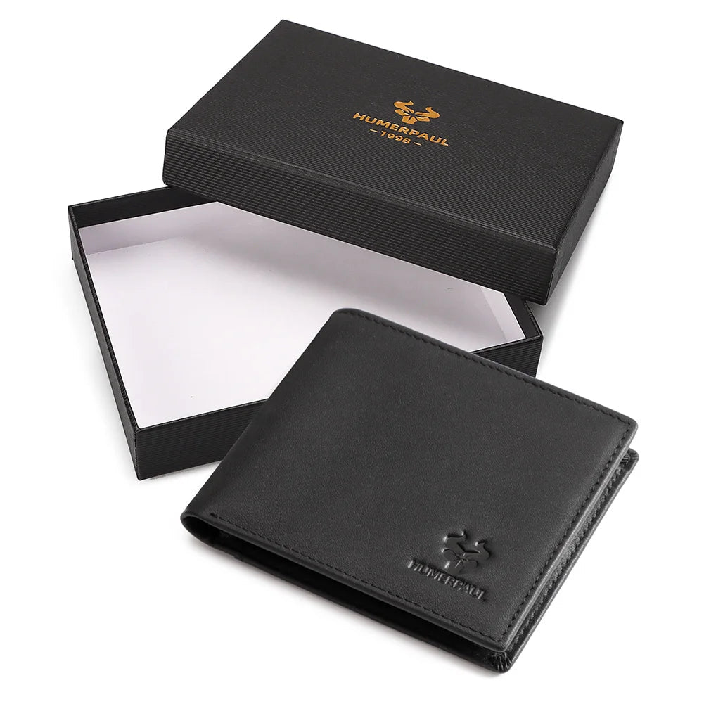 KAVIS Handmade Men's Wallet Genuine Leather RFID Card Holder with ID Window Large Capacity Male Storage Money Bag Fashion Usedleon