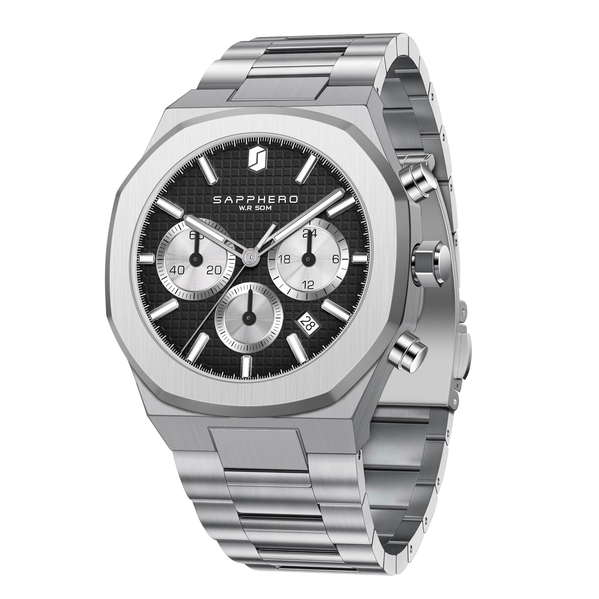 SAPPHERO Men's watch Stainless steel Waterproof men's watch Chronograph Business men's watch best gift clock Usedleon