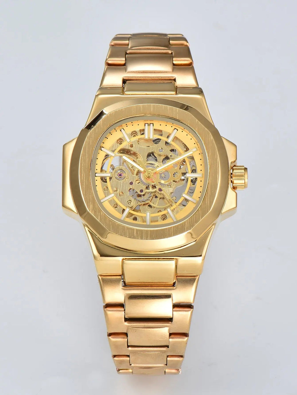 LONGLUX HOT SALE automatic mechanical men watch wholesale no logo waterproof skeleton business  stainless steel gift watch Usedleon