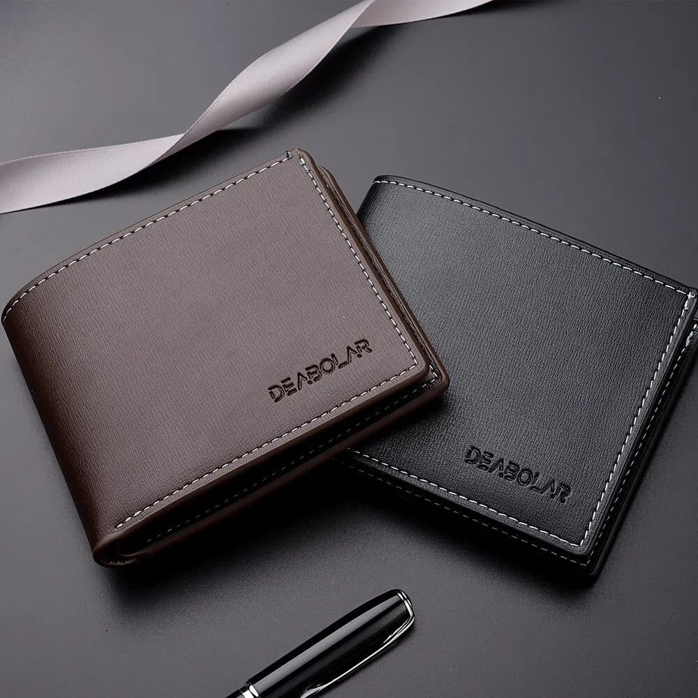 Pu Leather Men Short Wallet Thin Style Folding Young Men Credit Card Holder Wallet Usedleon
