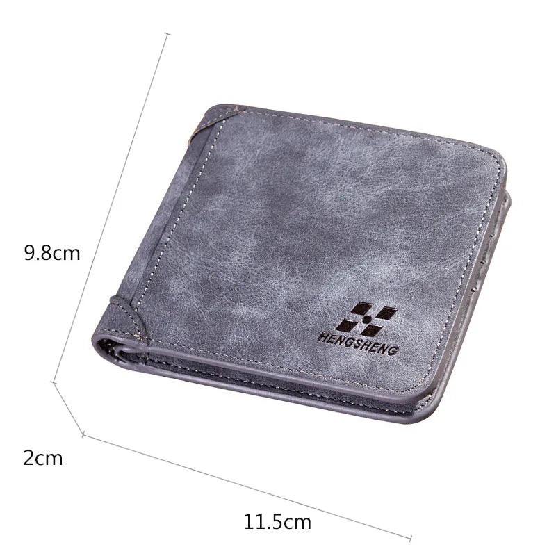 New Men Wallets Credit Card/ID Holder Vintage Brand Male Wallet High Quality PU Leather Photo Holder Foldable Short Men Purse Usedleon